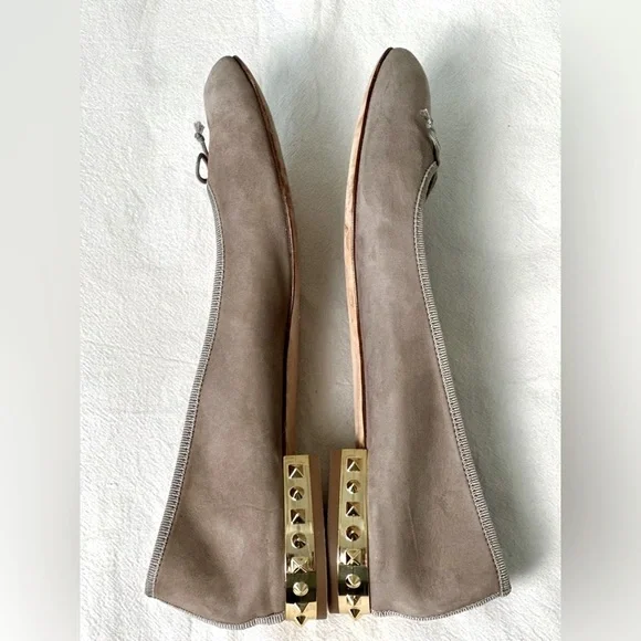 J. Crew Gray  Studded Suede Ballet Flats for Women Size 8 - Picture 5 of 8